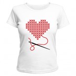 Женская футболка Сердце вышивка с иголкой